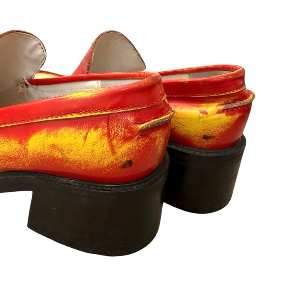 RARE Vintage Y2K Steve Madden Heat Map Chunky Platform Leather Loafers Size 8 - Picture 11 of 12